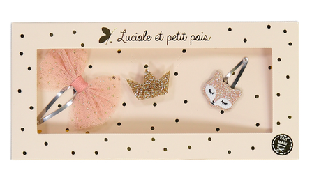 Luciole et Petit Pois Hair Clip Gift Box Pink Fox