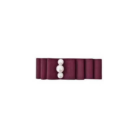 MIlledeux AW19 Small Layered hair bow – alligator clip – pearl / Burgundy