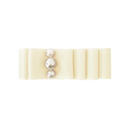 MIlledeux AW19 Medium Layered hair bow – alligator clip – pearl / Ivory