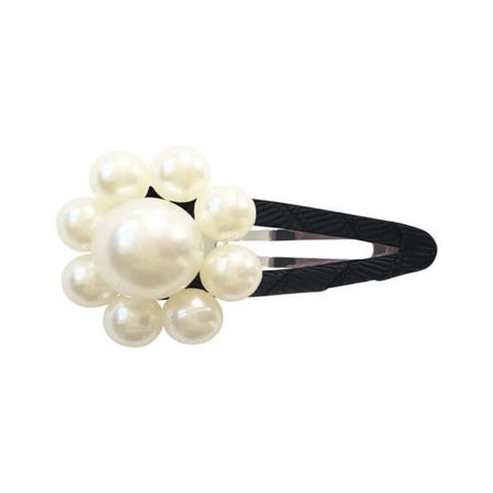 MIlledeux AW19 PEARL FLOWER – SNAP CLIP – PEARL / Black