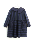 Motoreta Dress Yumiko Black and Blue Stripes